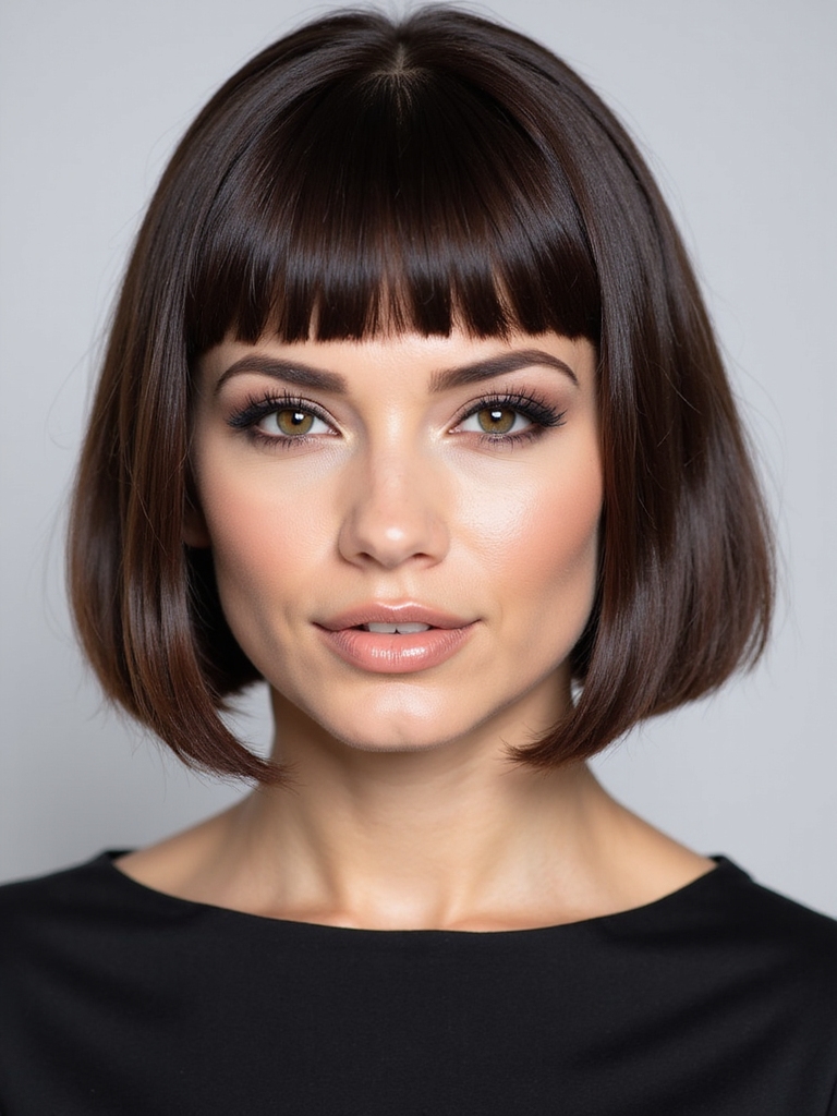 clean structured middle part bob