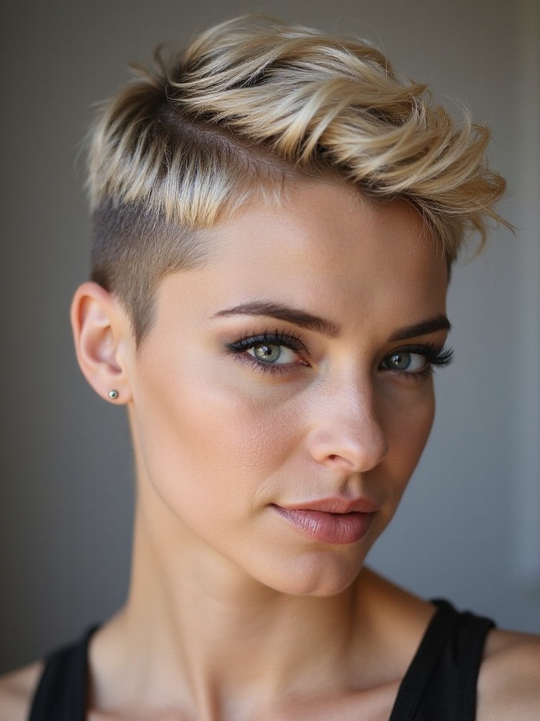 contrasting two tone shaved pixie