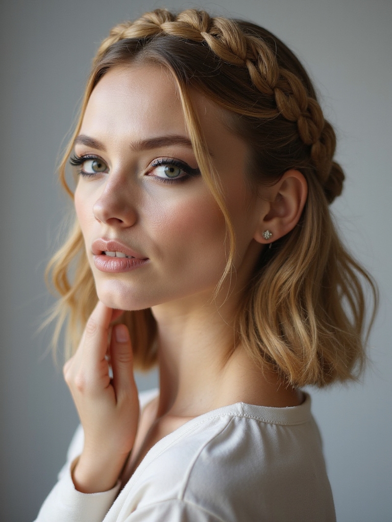 crownlike braided feminine bob