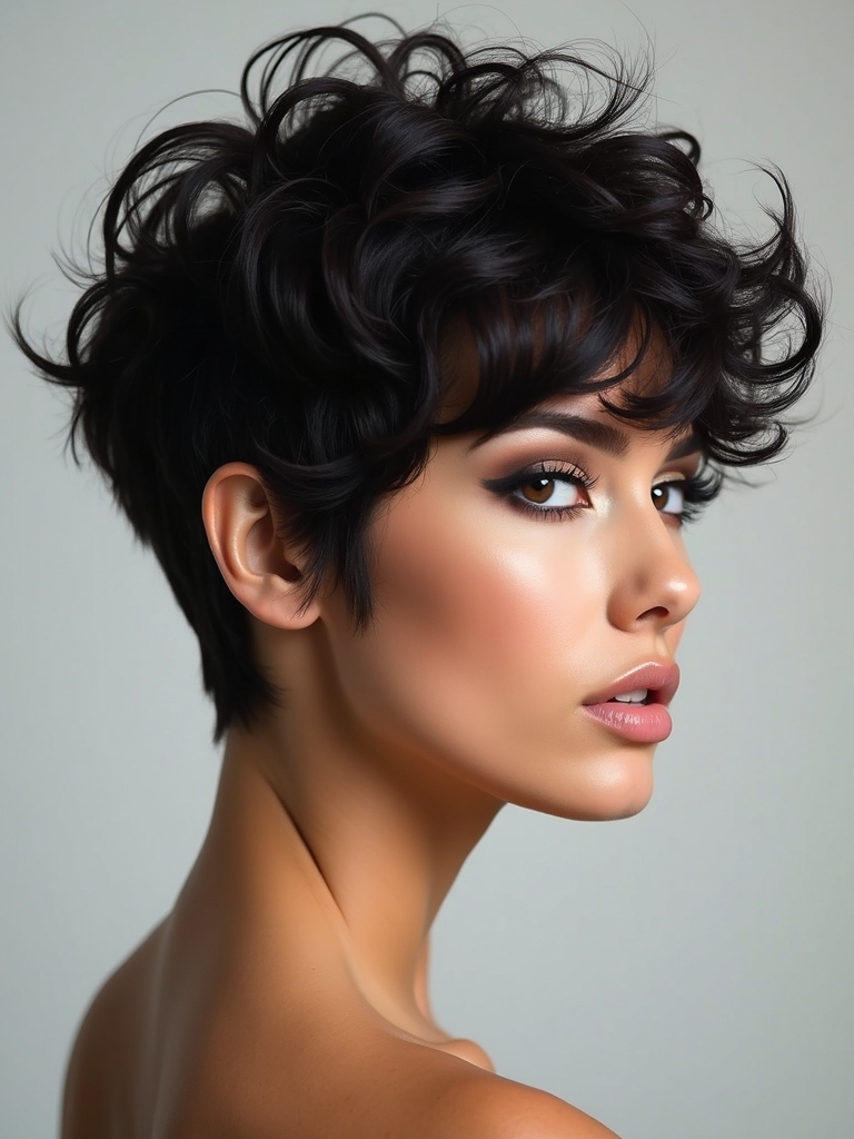 curly long fringe softened pixie