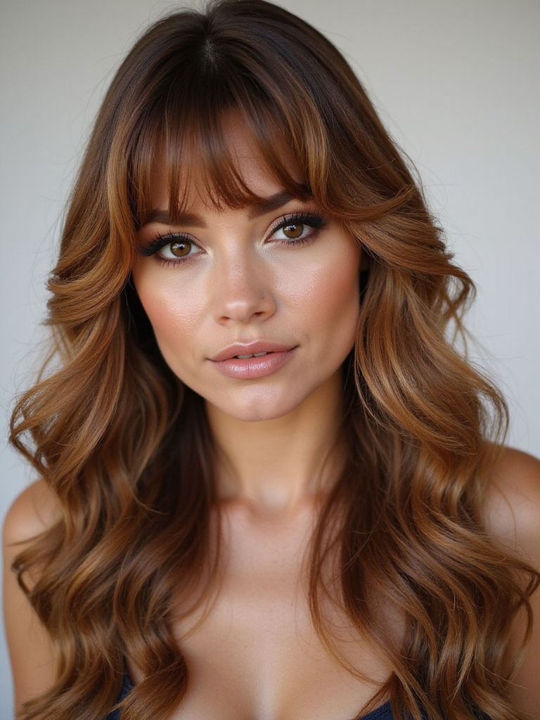 curtain bangs complement long layers
