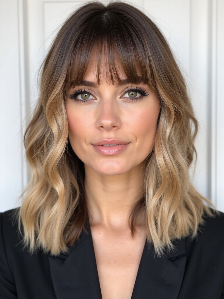 curtain bangs for long bob