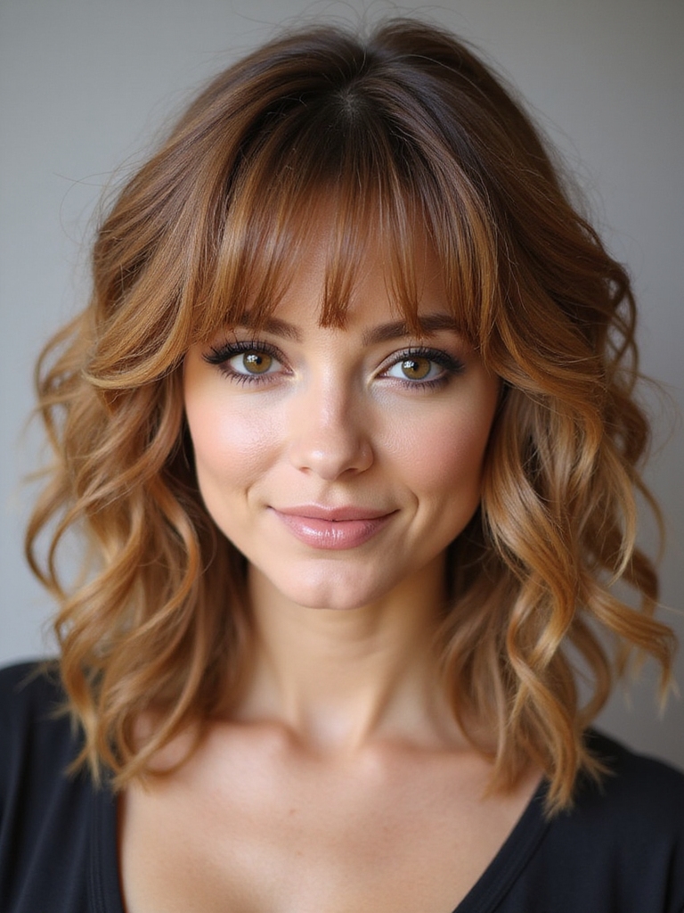 curtain bangs with shaggy curls