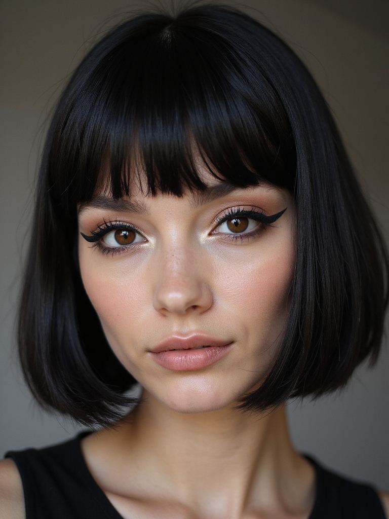 dark dimensional textured bangs