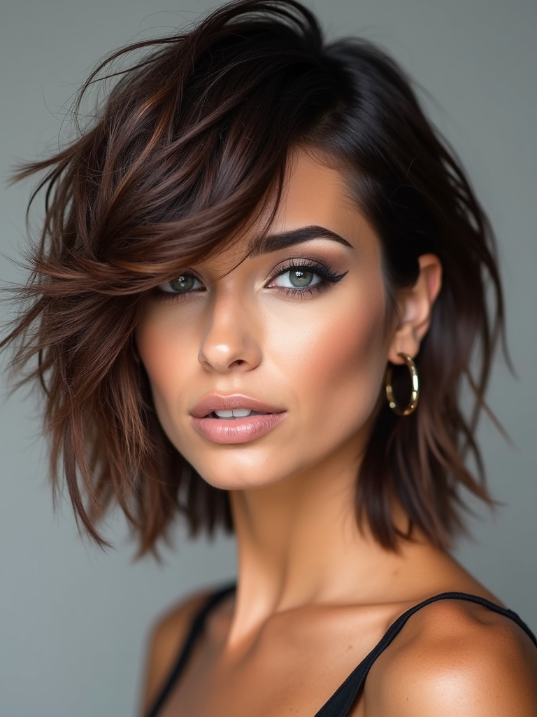 edgy asymmetrical layered shag