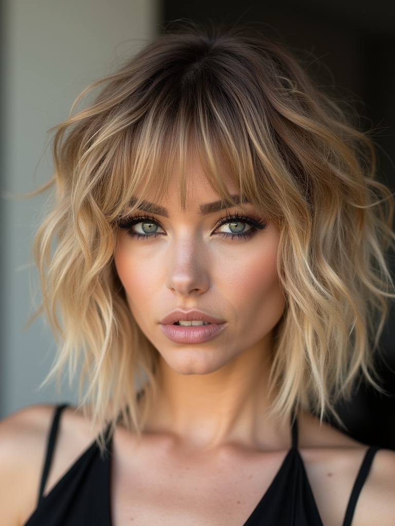 edgy choppy bob with bangs