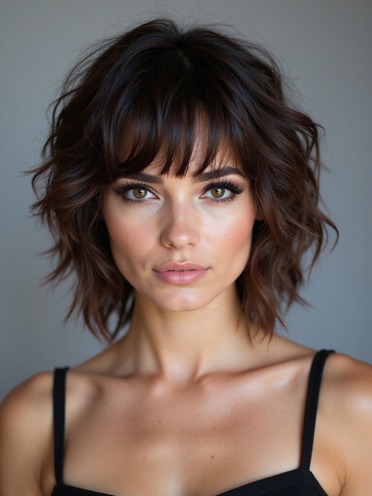 edgy effortless textured shag bangs