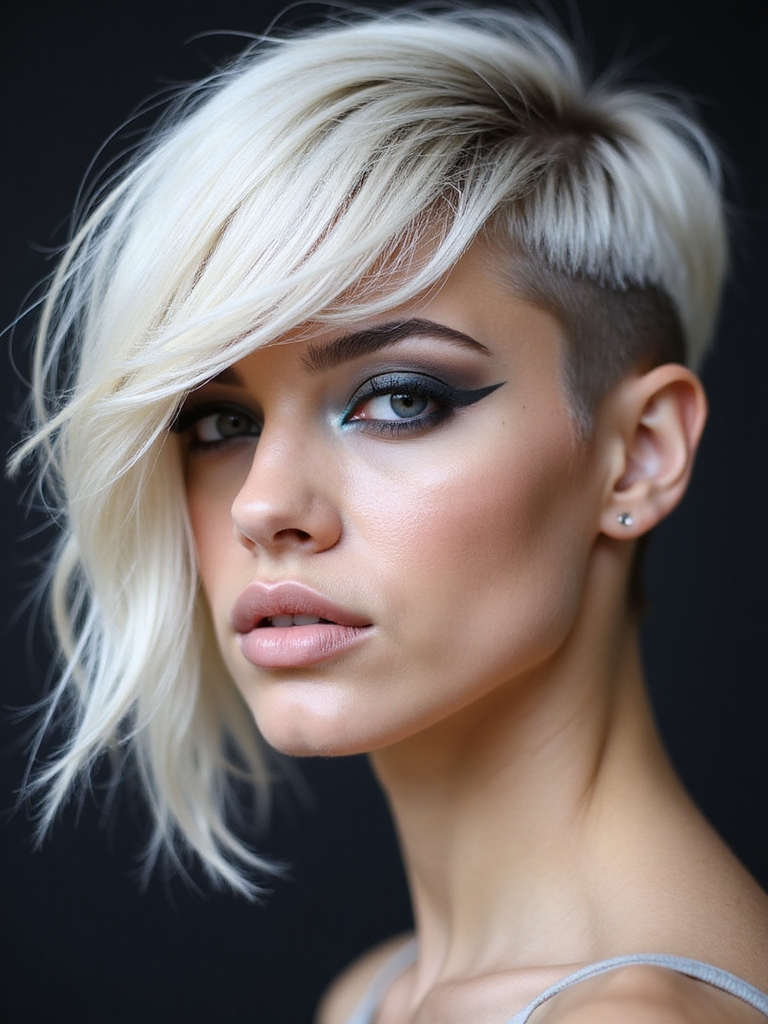 edgy layered side swept pixie