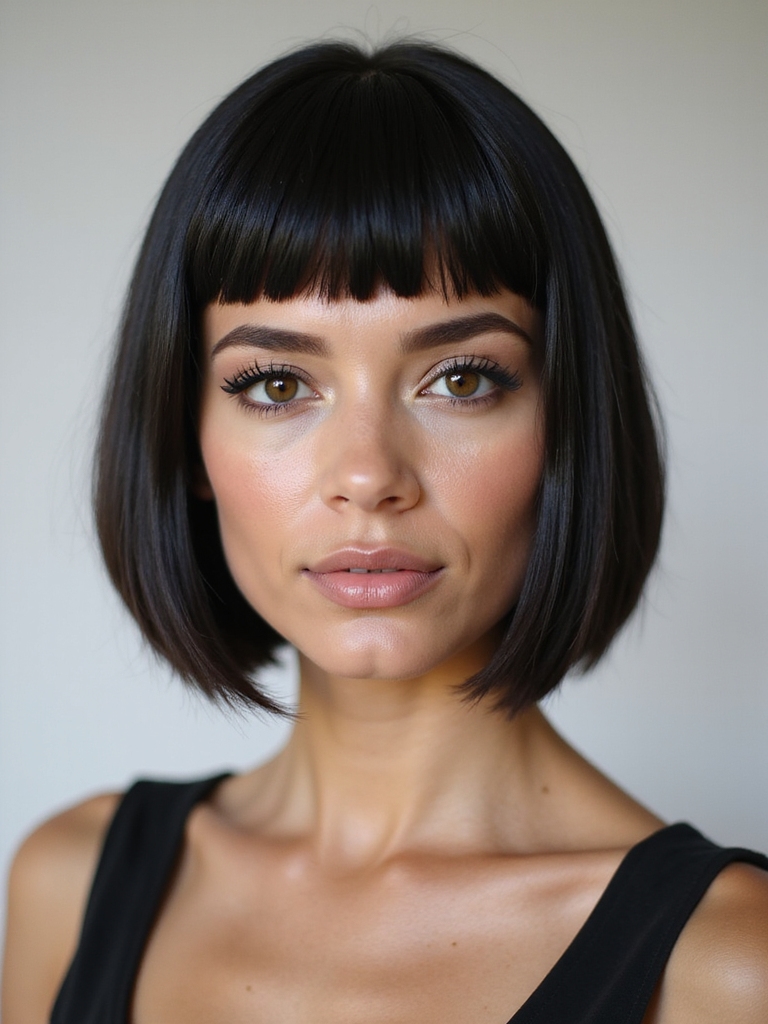 edgy middle part bob bangs