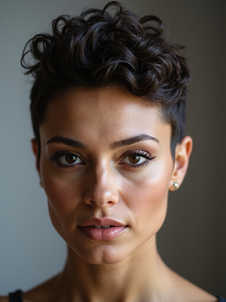 edgy pixie fade curls