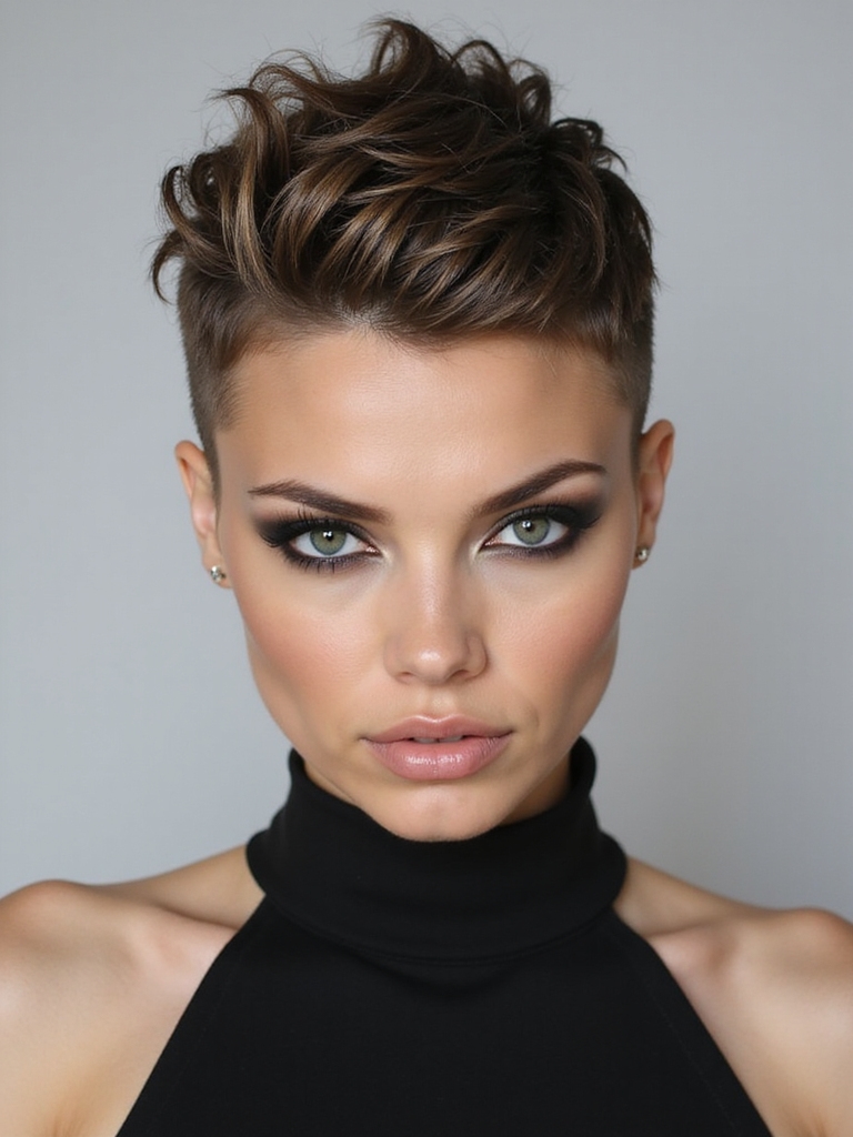 edgy sculpted faded pixie