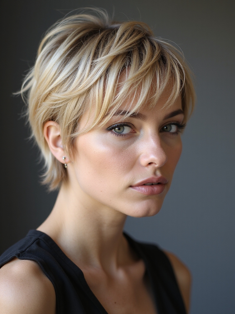 edgy textured grown out pixie