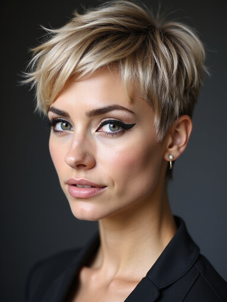edgy textured short layered haircut