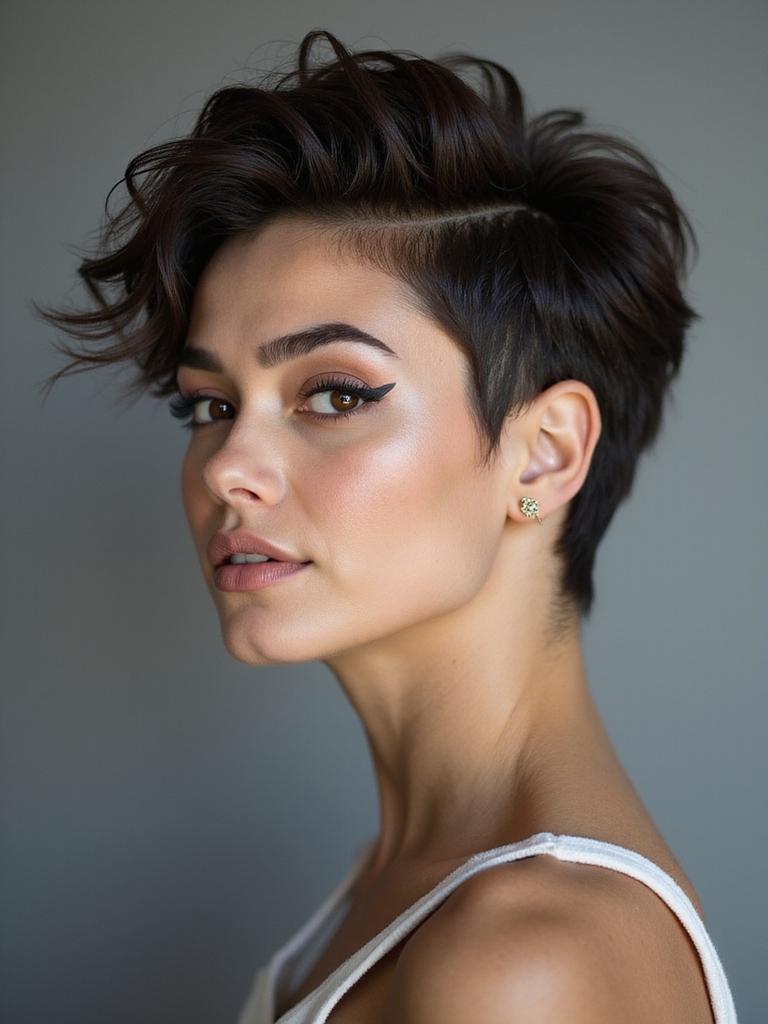 edgy undercut voluminous wavy top