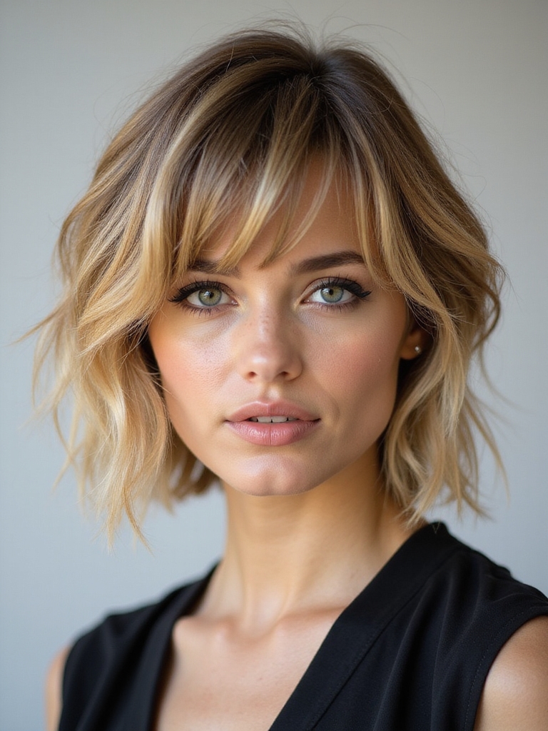 effortless layered shaggy bangs