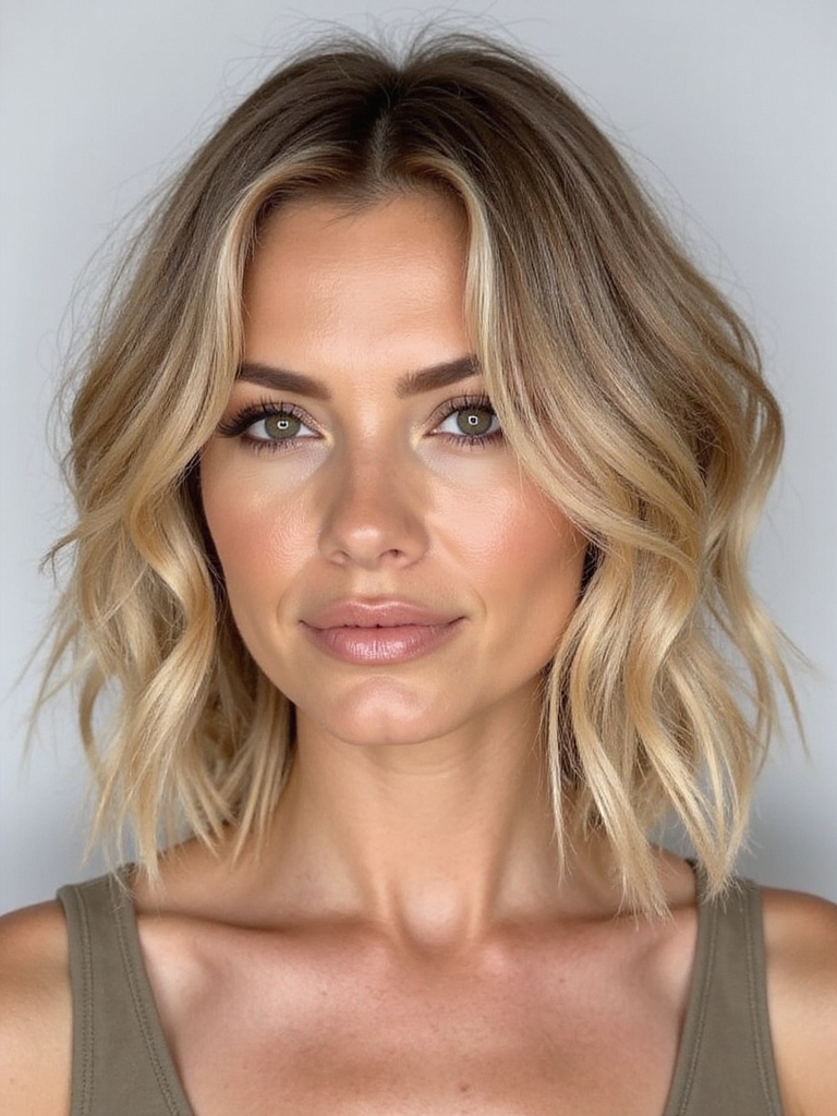 effortless sun kissed wavy bob