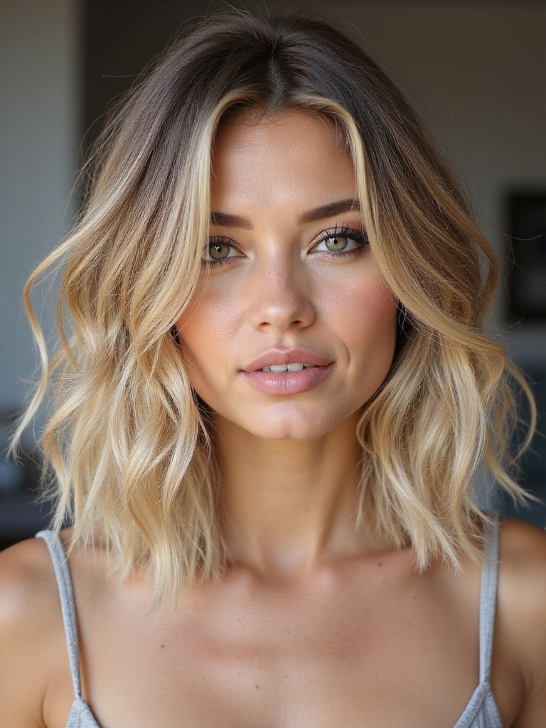 effortless textured medium length bob