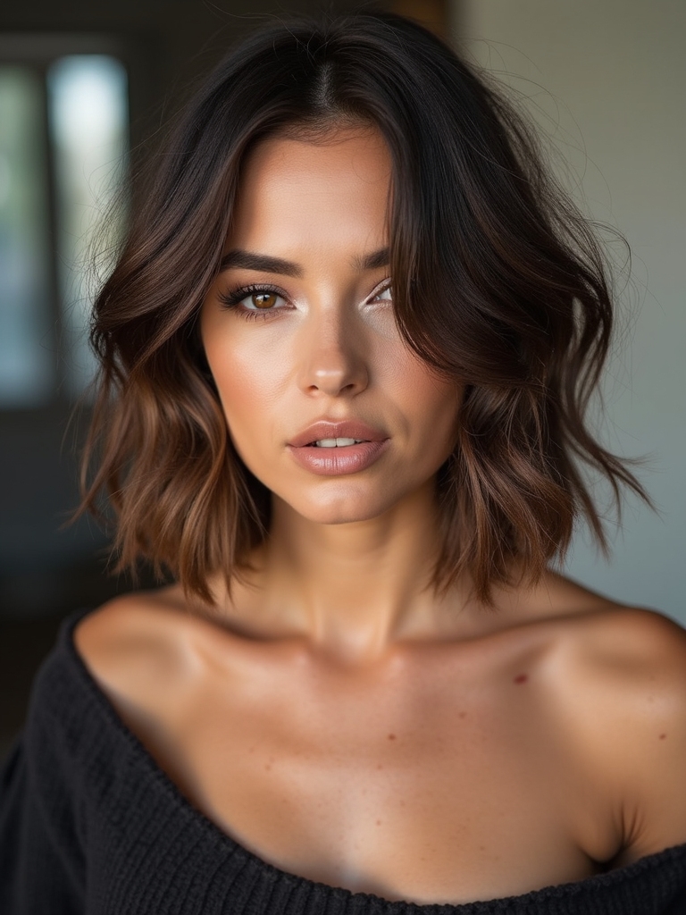 effortless textured shoulder length bob