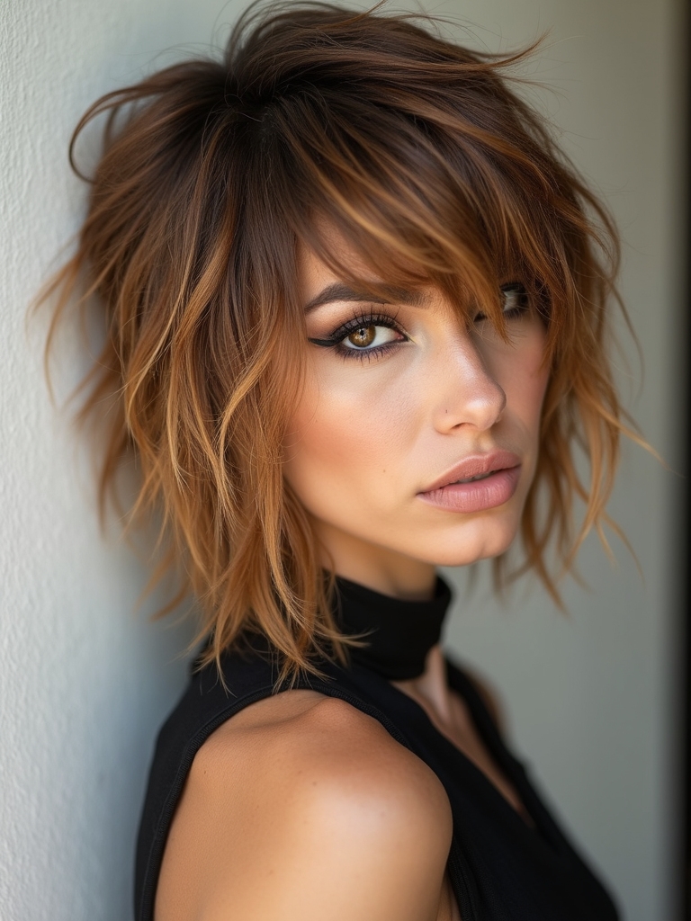 effortlessly layered choppy rebellious style