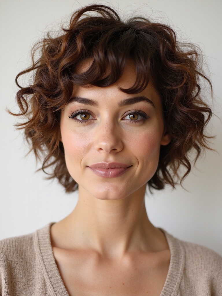 effortlessly textured messy curly pixie