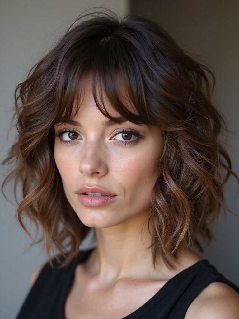 enhance textured medium shaggy bob