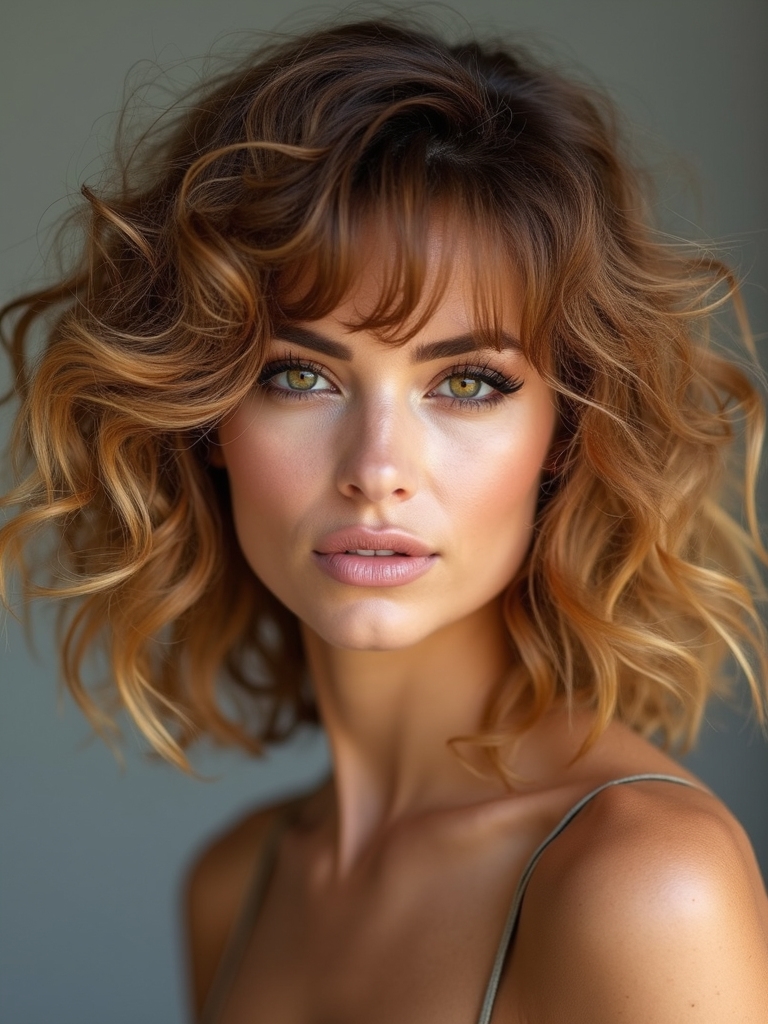 face framing curly shag makeover