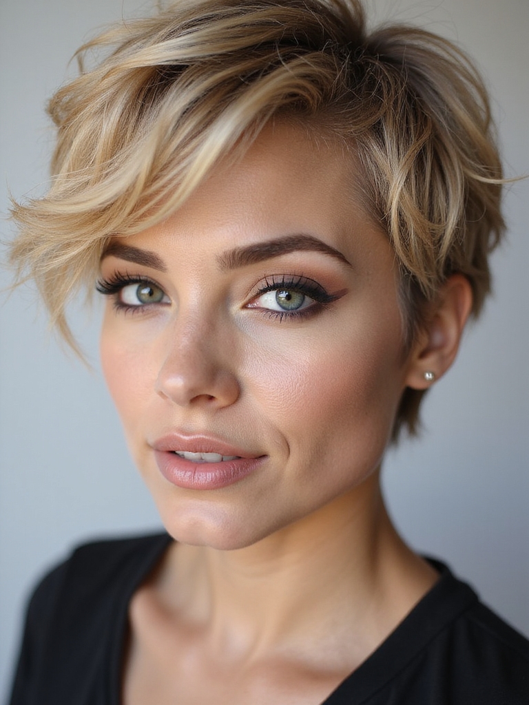 face framing softened cropped pixie