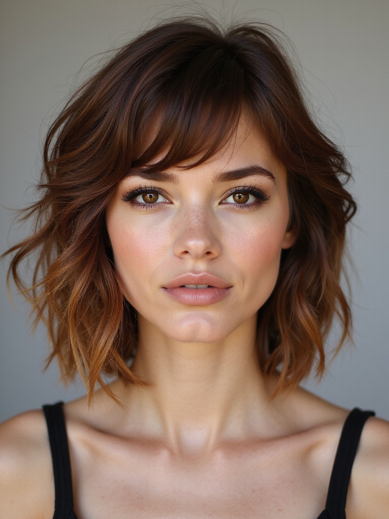face framing textured baby bangs