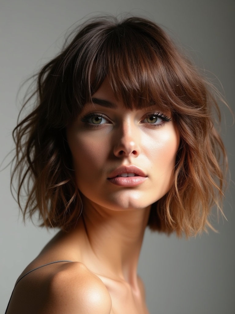 face framing textured shaggy layers