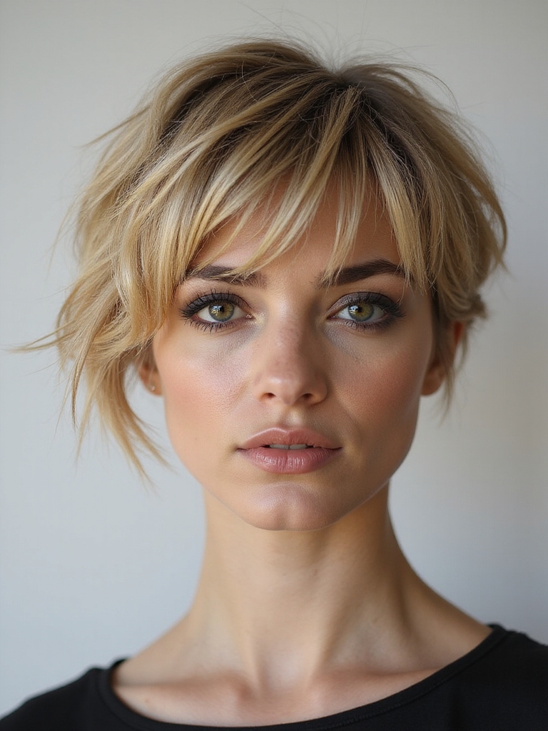 feathered short shag style