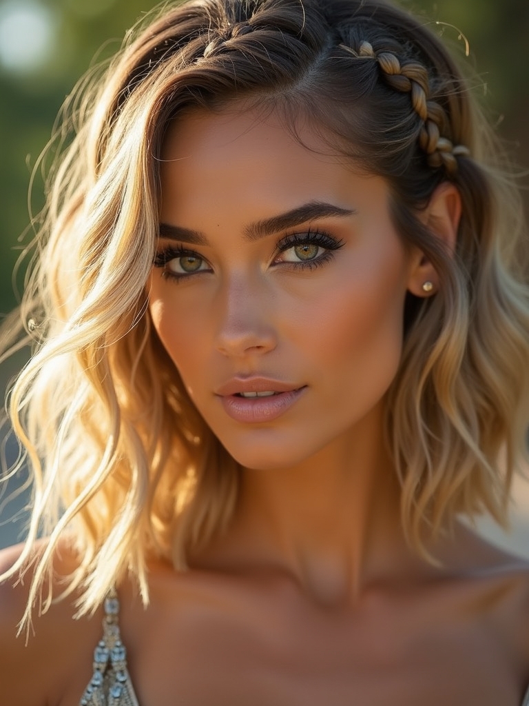 geometric cornrow color blocking bob