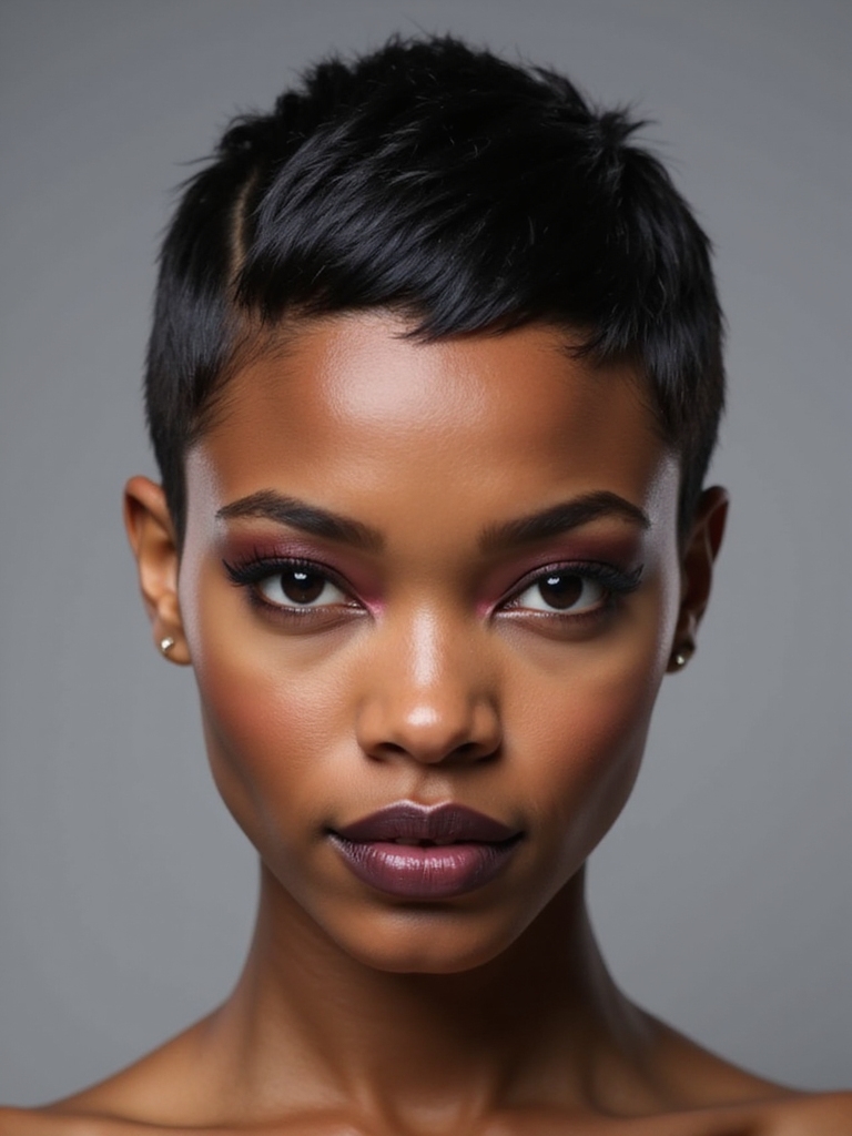 geometric high contrast undercut pixie