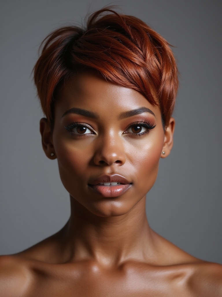 ginger shades enhance textured pixie