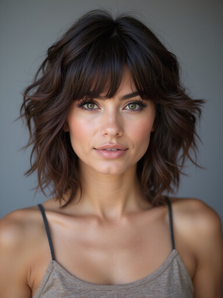 glamorous shaggy bob bangs