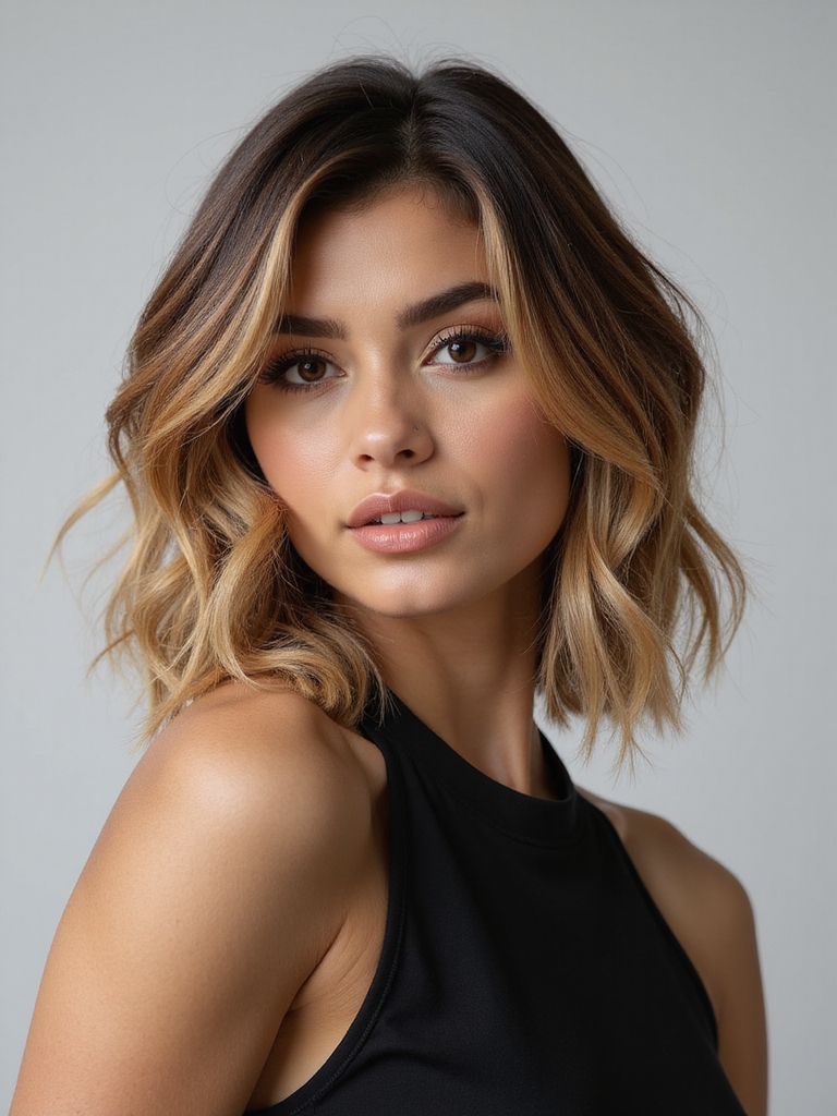 honey blonde framed side bob