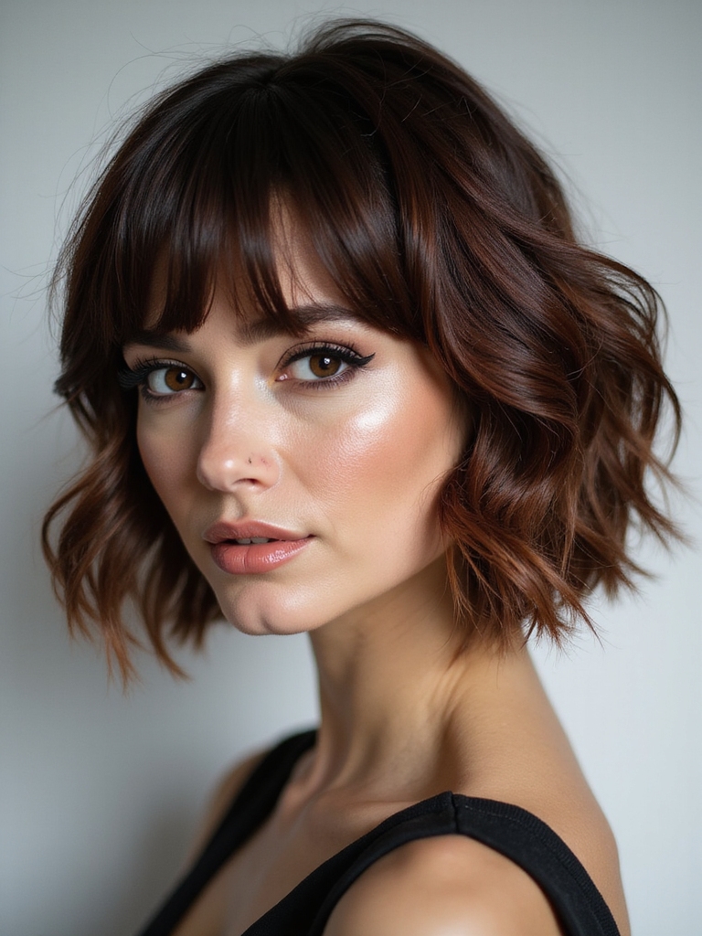 layered bob with bangs