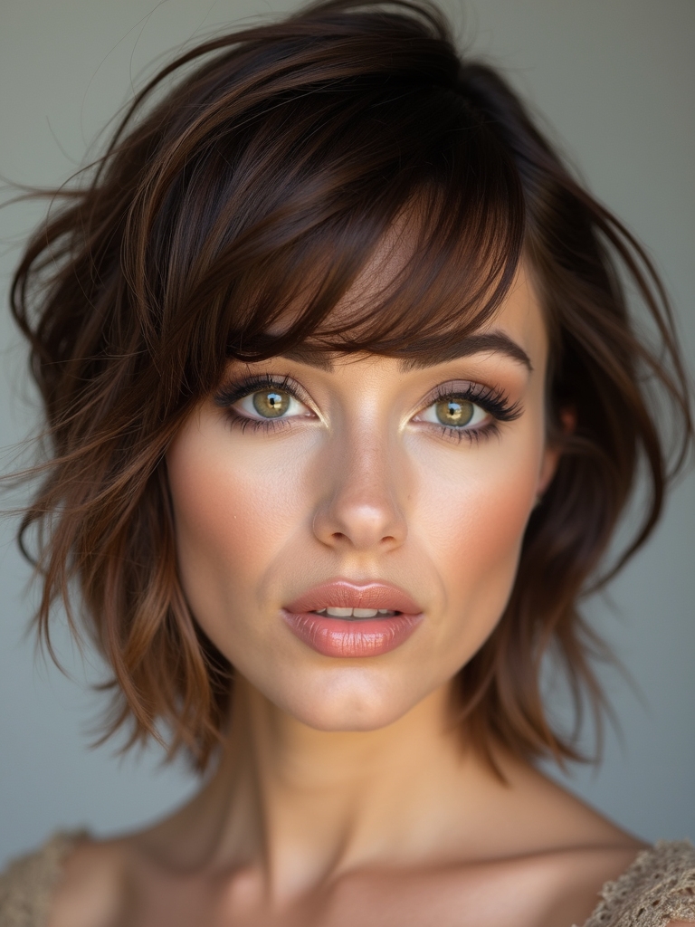 layered haircut with bangs