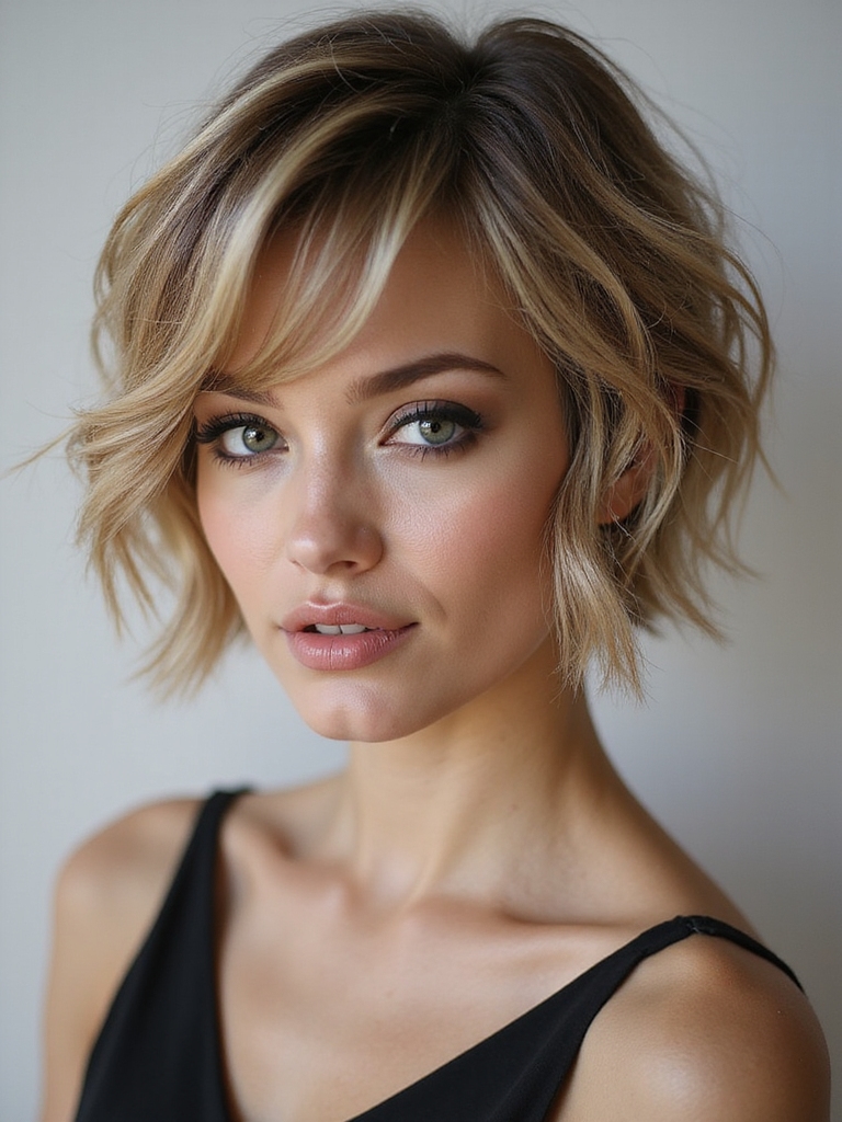 layered honey toned dimensional pixie