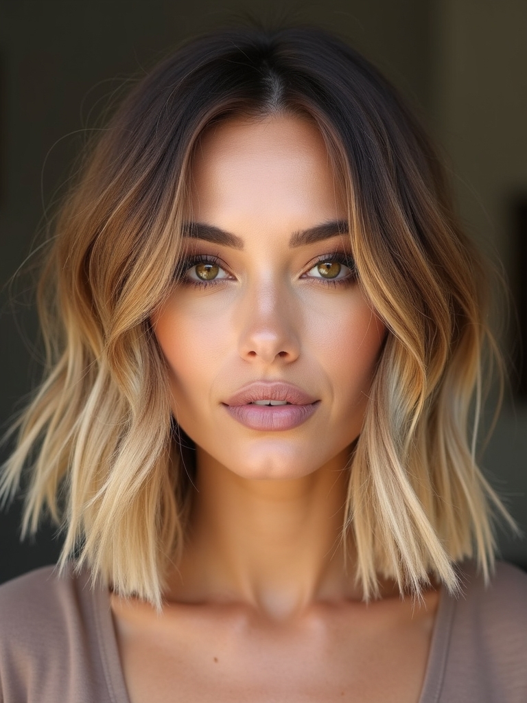layered lob with face framing