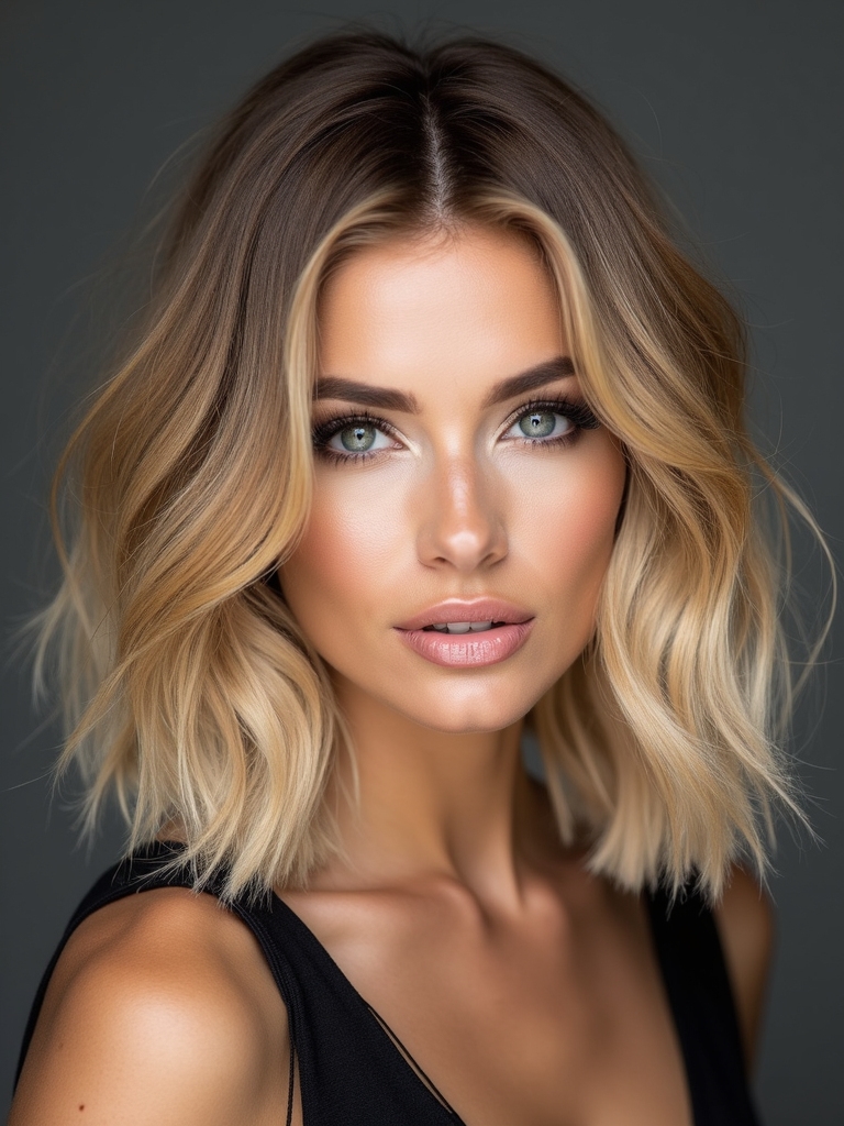 layered middle part bob movement