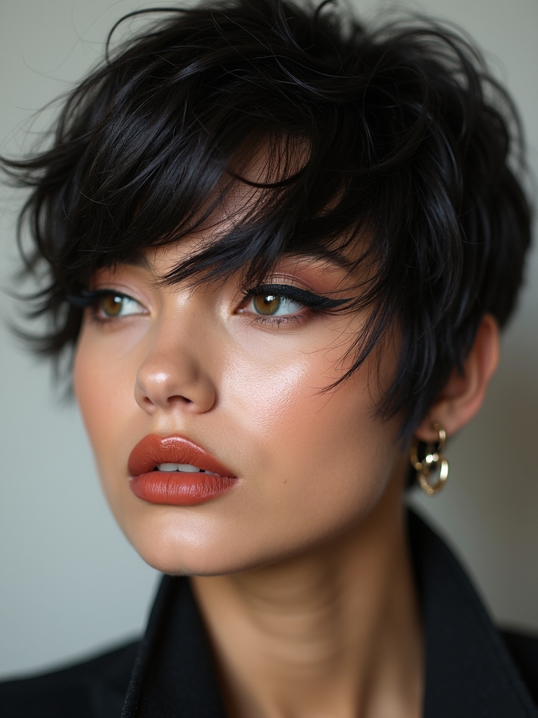 layered pixie for thick hair