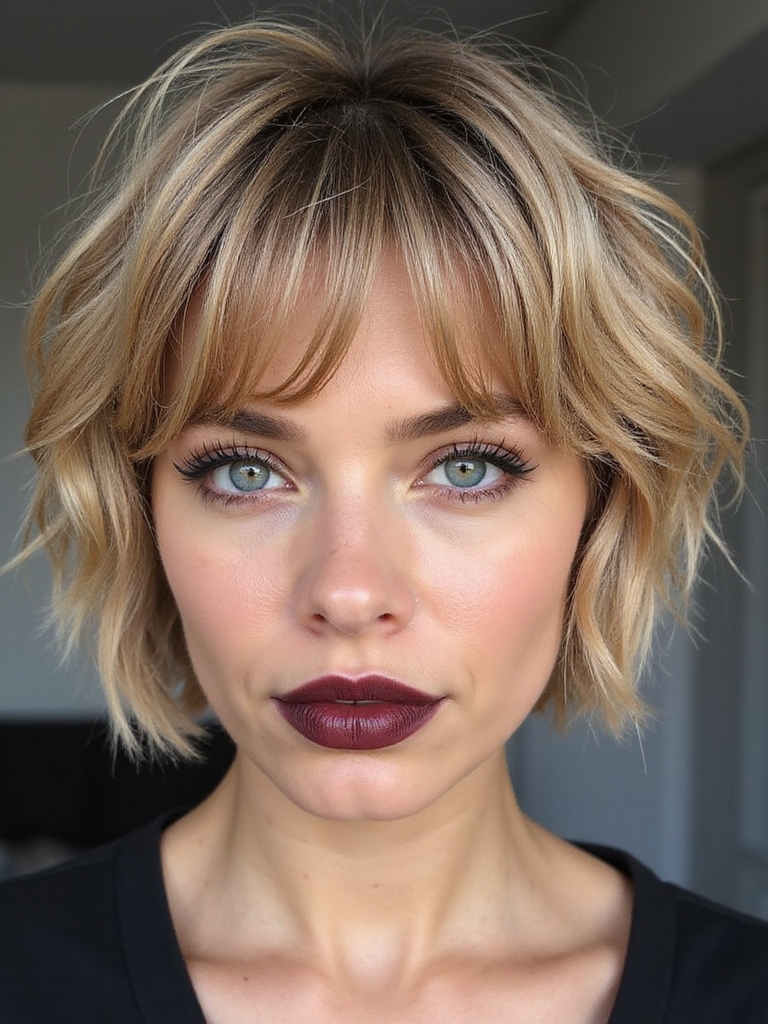 layered short hair texture