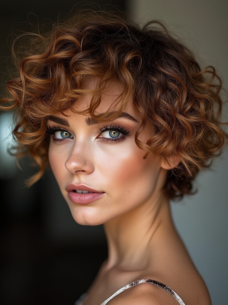 layered short textured curls