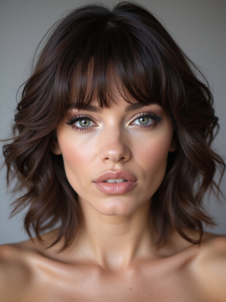 layered textured bangs for volume