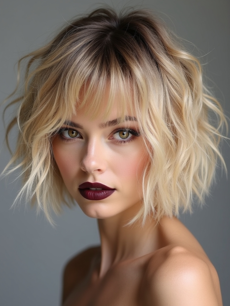 layered textured bob for fine hair