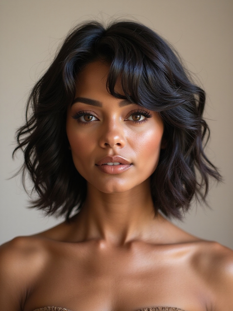 layered textured bob with dimension