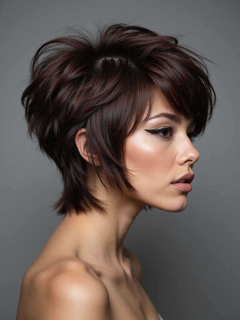 layered textured mullet silhouette