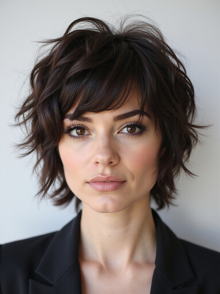 layered tousled textured shag