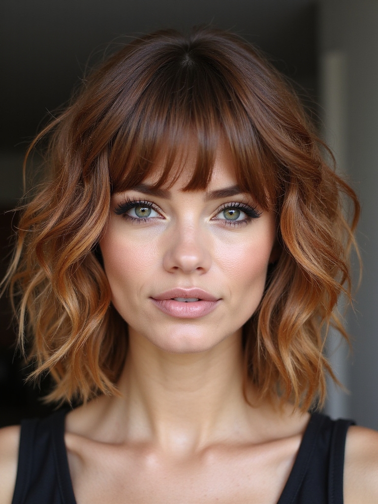 long feathered shag bangs