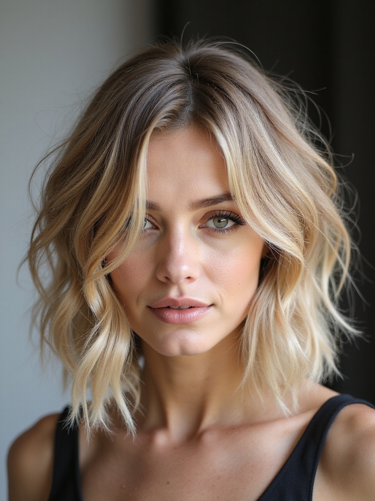 long layered bob with texture